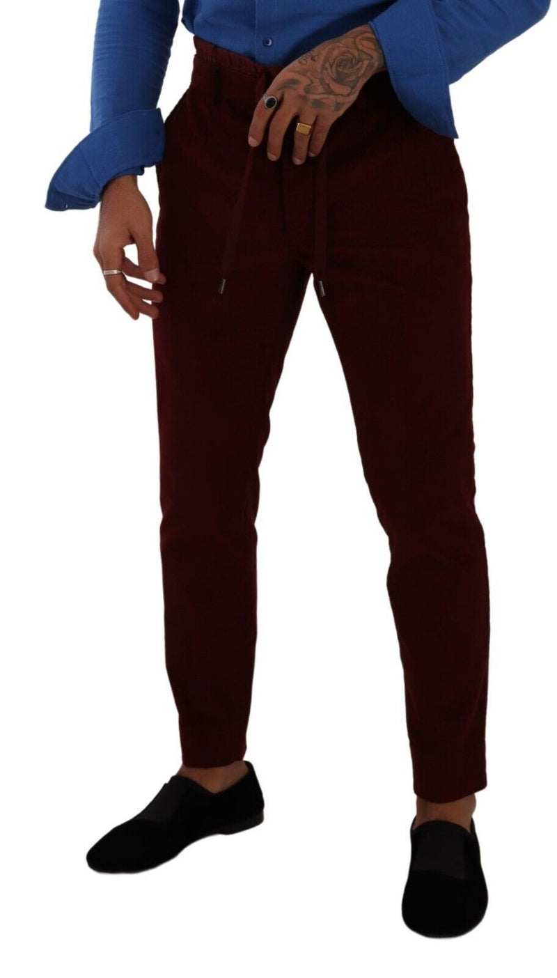 Elegant Bordeaux Velvet Dress Trousers Dolce & Gabbana