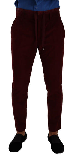 Elegant Bordeaux Velvet Dress Trousers Dolce & Gabbana