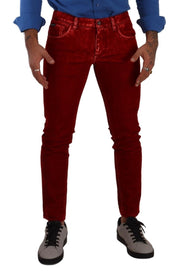 Ravishing Red Slim Fit Designer Jeans Dolce & Gabbana