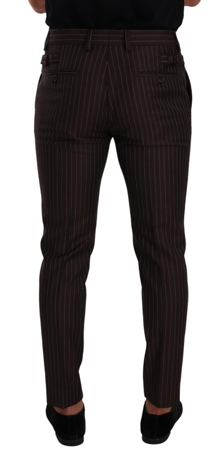 Elegant Brown Striped Woolen Men's Trousers Dolce & Gabbana