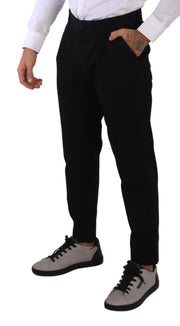 Elegant Tapered Black Cotton Chinos Dolce & Gabbana