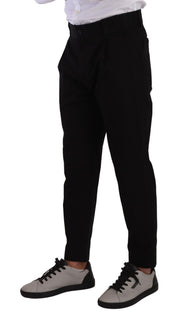 Elegant Tapered Black Cotton Chinos Dolce & Gabbana