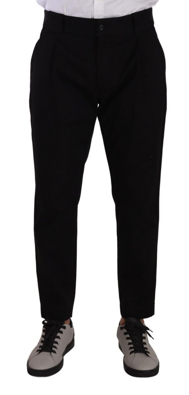 Elegant Tapered Black Cotton Chinos Dolce & Gabbana