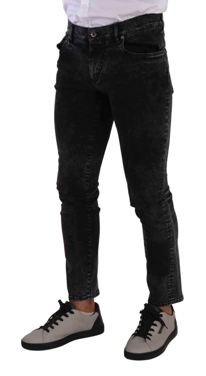 Sleek Slim-Fit Designer Jeans in Black Gray Dolce & Gabbana