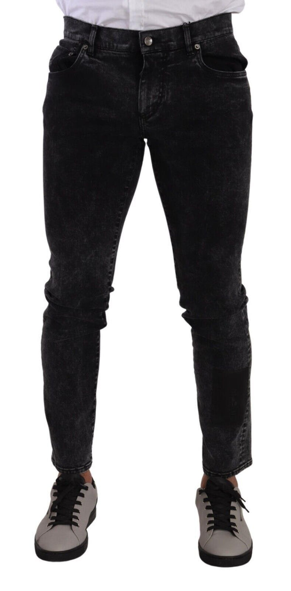 Sleek Slim-Fit Designer Jeans in Black Gray Dolce & Gabbana