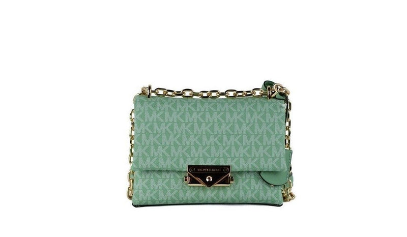 Cece Small Sea Green Signature PVC Convertible Flap Crossbody Bag Michael Kors