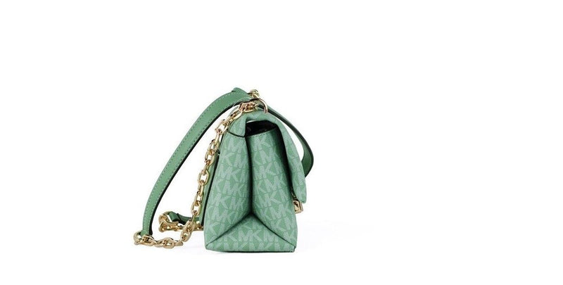 Cece Small Sea Green Signature PVC Convertible Flap Crossbody Bag Michael Kors