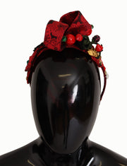 Cherry Sicily Embellished Red Diadem Dolce & Gabbana