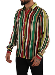 Elegant Multicolor Striped Silk Blend Shirt Dolce & Gabbana