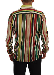 Elegant Multicolor Striped Silk Blend Shirt Dolce & Gabbana