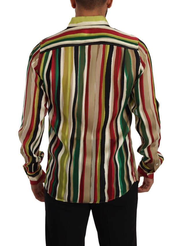 Elegant Multicolor Striped Silk Blend Shirt Dolce & Gabbana