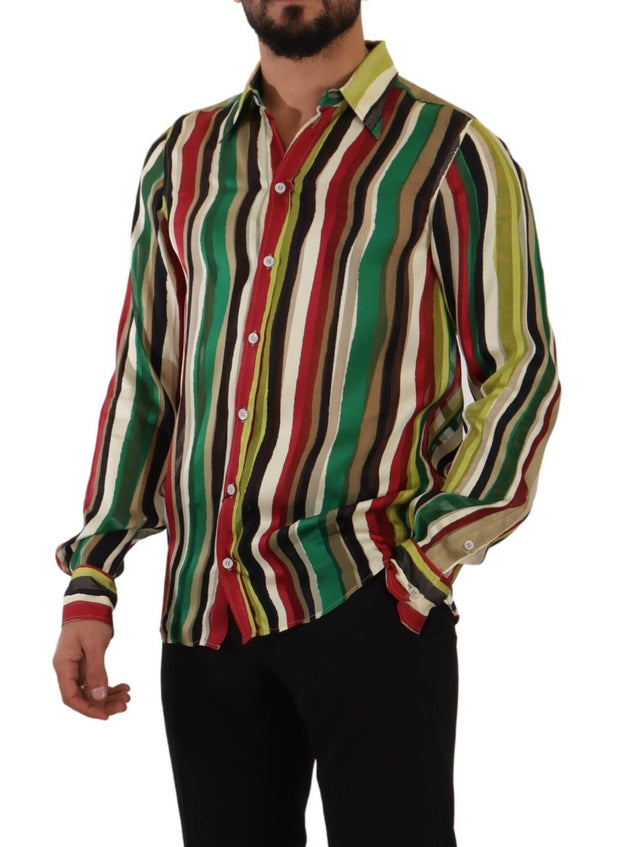 Elegant Multicolor Striped Silk Blend Shirt Dolce & Gabbana