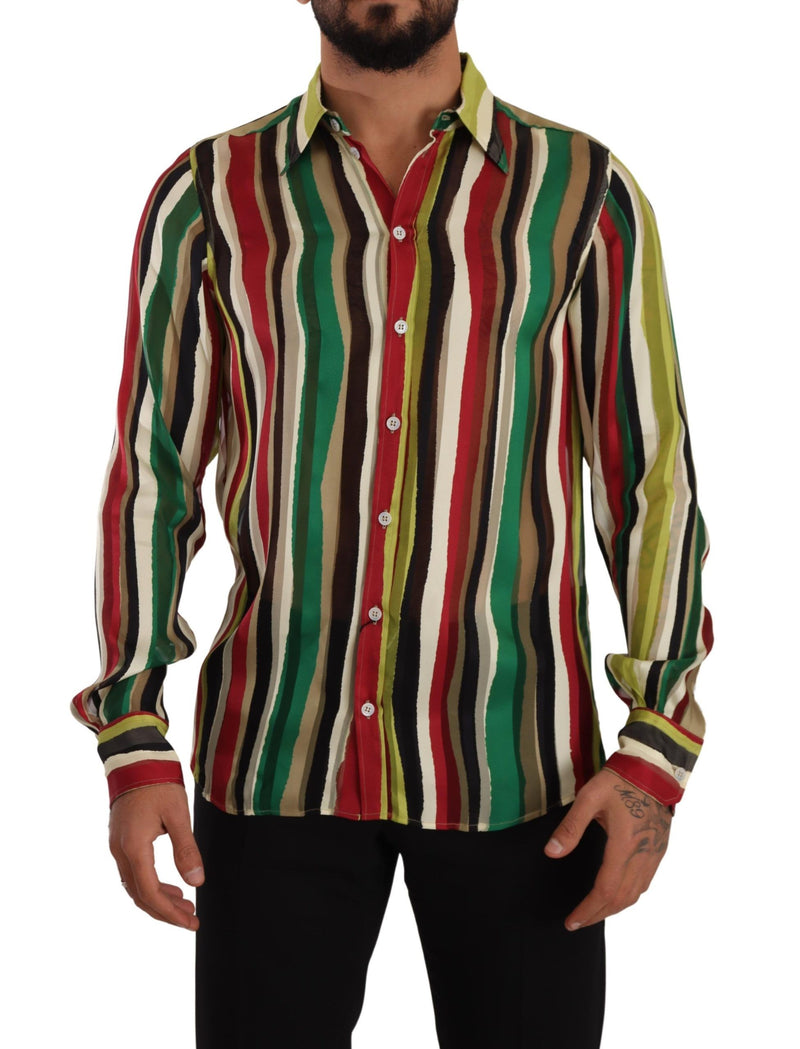 Elegant Multicolor Striped Silk Blend Shirt Dolce & Gabbana