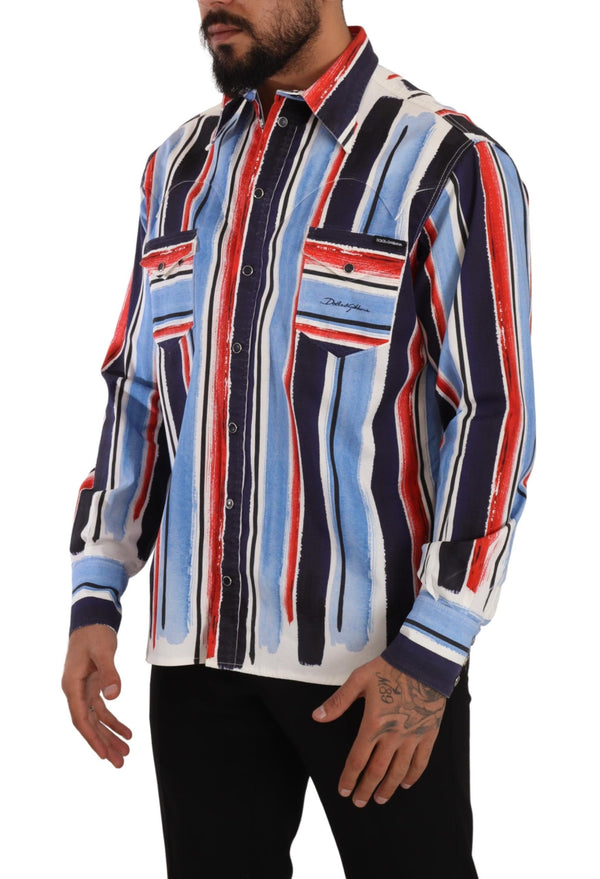 Elegant Striped Cotton Shirt with Pockets Dolce & Gabbana