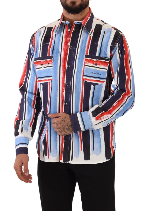 Elegant Striped Cotton Shirt with Pockets Dolce & Gabbana