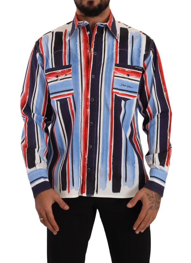 Elegant Striped Cotton Shirt with Pockets Dolce & Gabbana