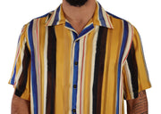 Yellow Striped Silk-Blend Men's Shirt Dolce & Gabbana