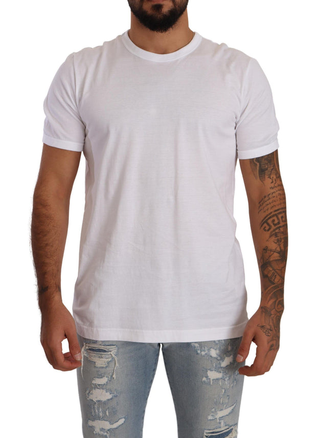 Elegant White Cotton Crewneck Tee Dolce & Gabbana