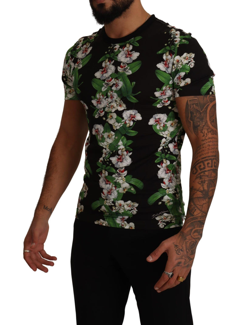 Elegant Floral Crewneck Tee for Men Dolce & Gabbana