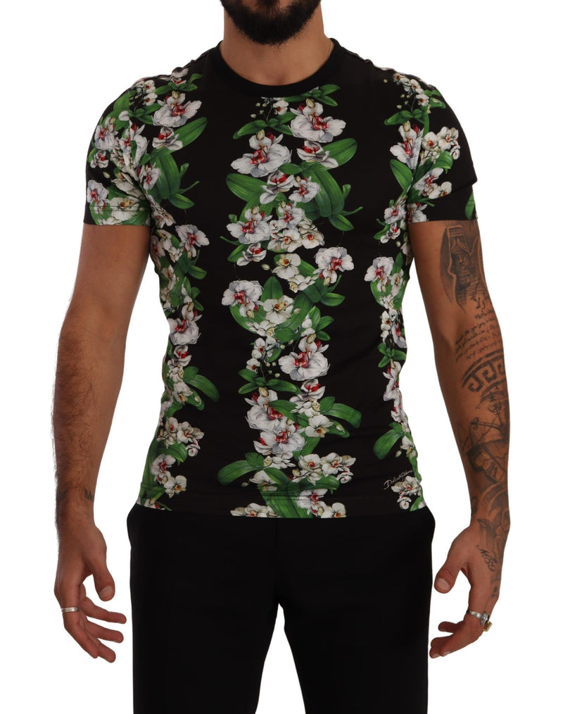 Elegant Floral Crewneck Tee for Men Dolce & Gabbana