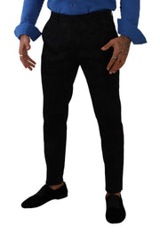 Elegant Slim Fit Dress Pants in Black Brocade Dolce & Gabbana