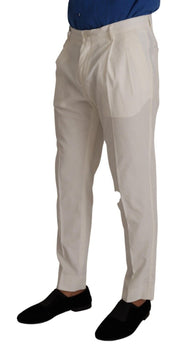 Elegant Tapered Corduroy Pants in Off White Dolce & Gabbana