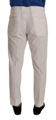 Elegant Tapered Corduroy Pants in Off White Dolce & Gabbana