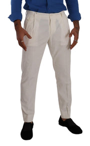 Elegant Tapered Corduroy Pants in Off White Dolce & Gabbana