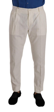 Elegant Tapered Corduroy Pants in Off White Dolce & Gabbana