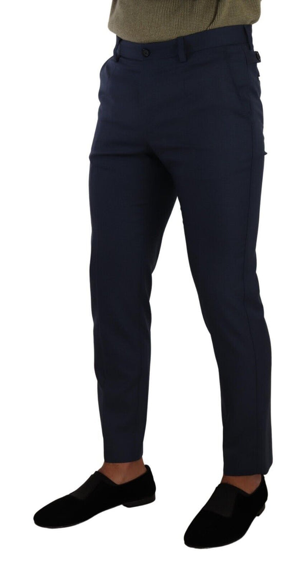 Elegant Dark Blue Slim-Fit Dress Pants Dolce & Gabbana