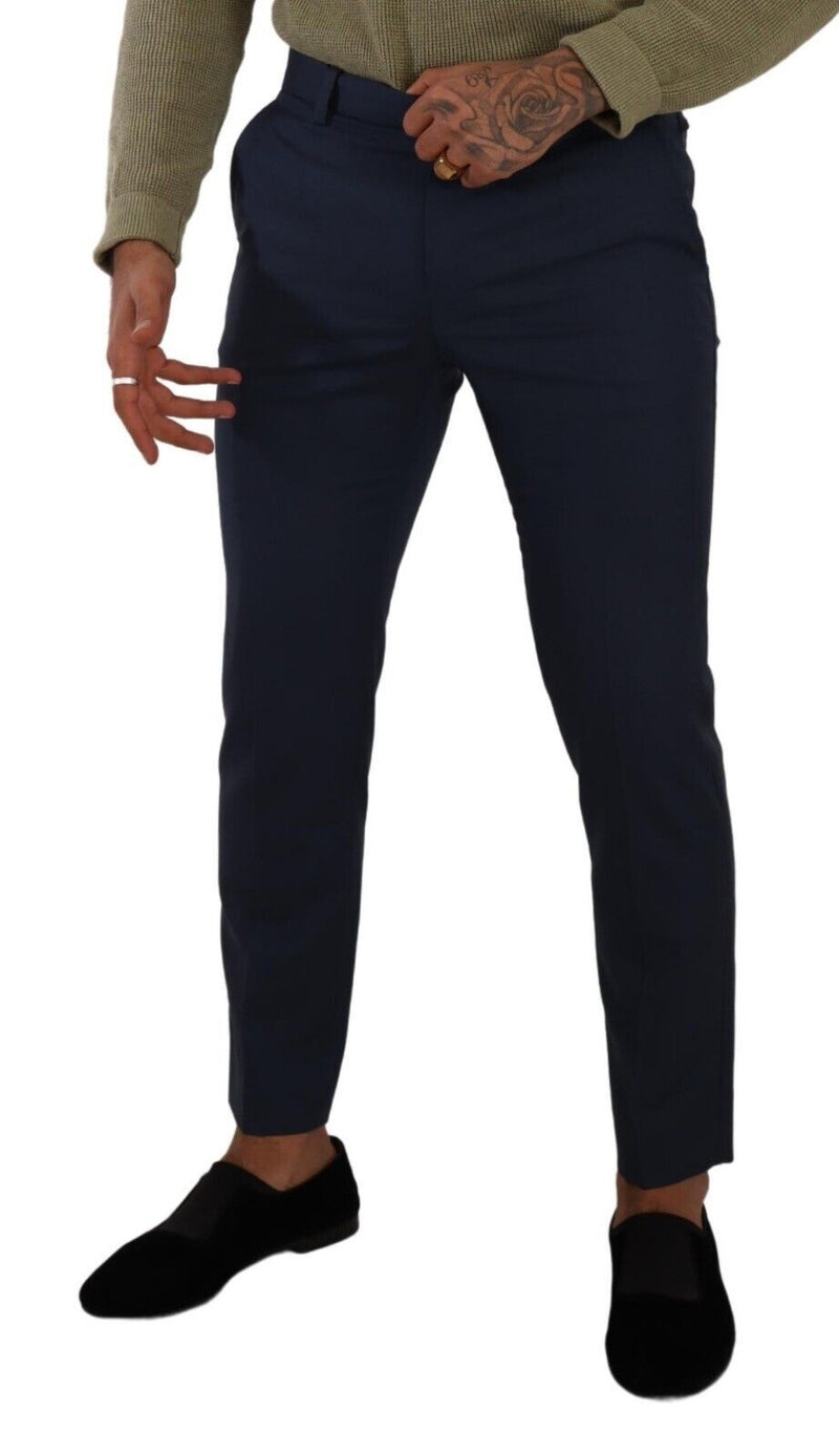 Elegant Dark Blue Slim-Fit Dress Pants Dolce & Gabbana