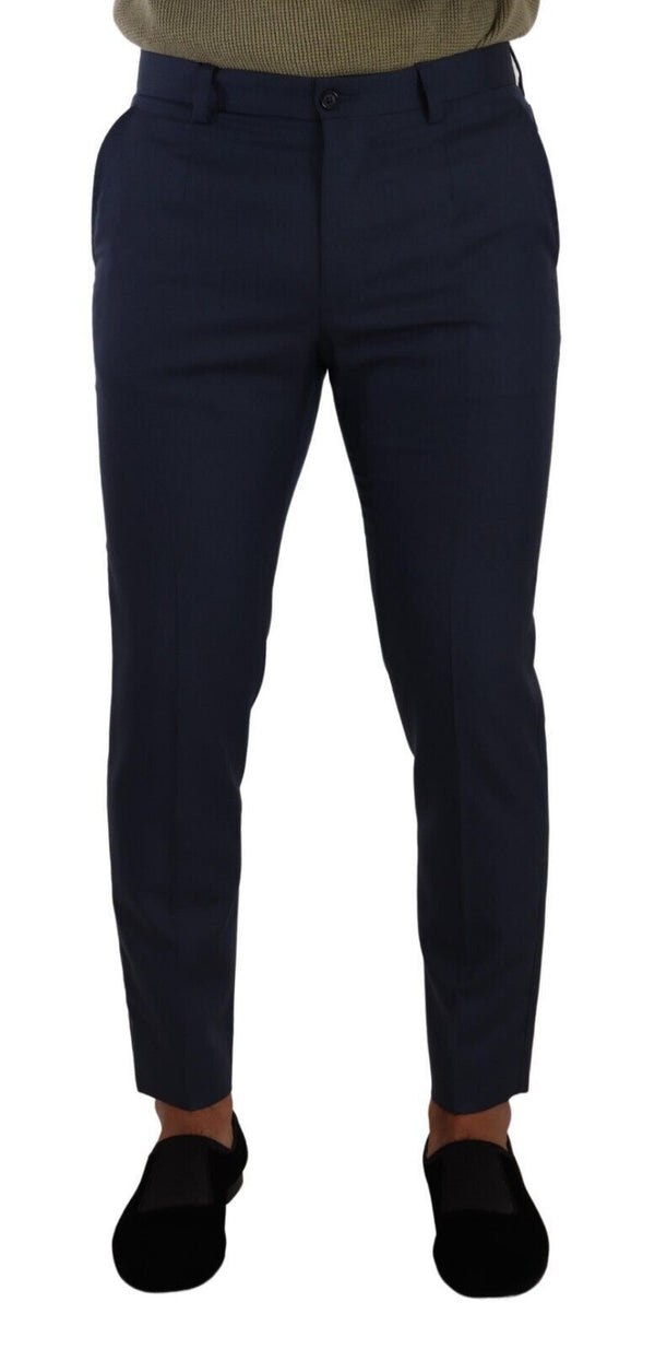 Elegant Dark Blue Slim-Fit Dress Pants Dolce & Gabbana