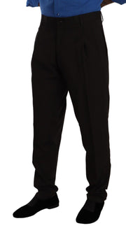 Elegant Brown Striped Wool Dress Pants Dolce & Gabbana