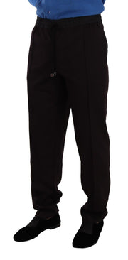 Elegant Burgundy Cotton Joggers Dolce & Gabbana