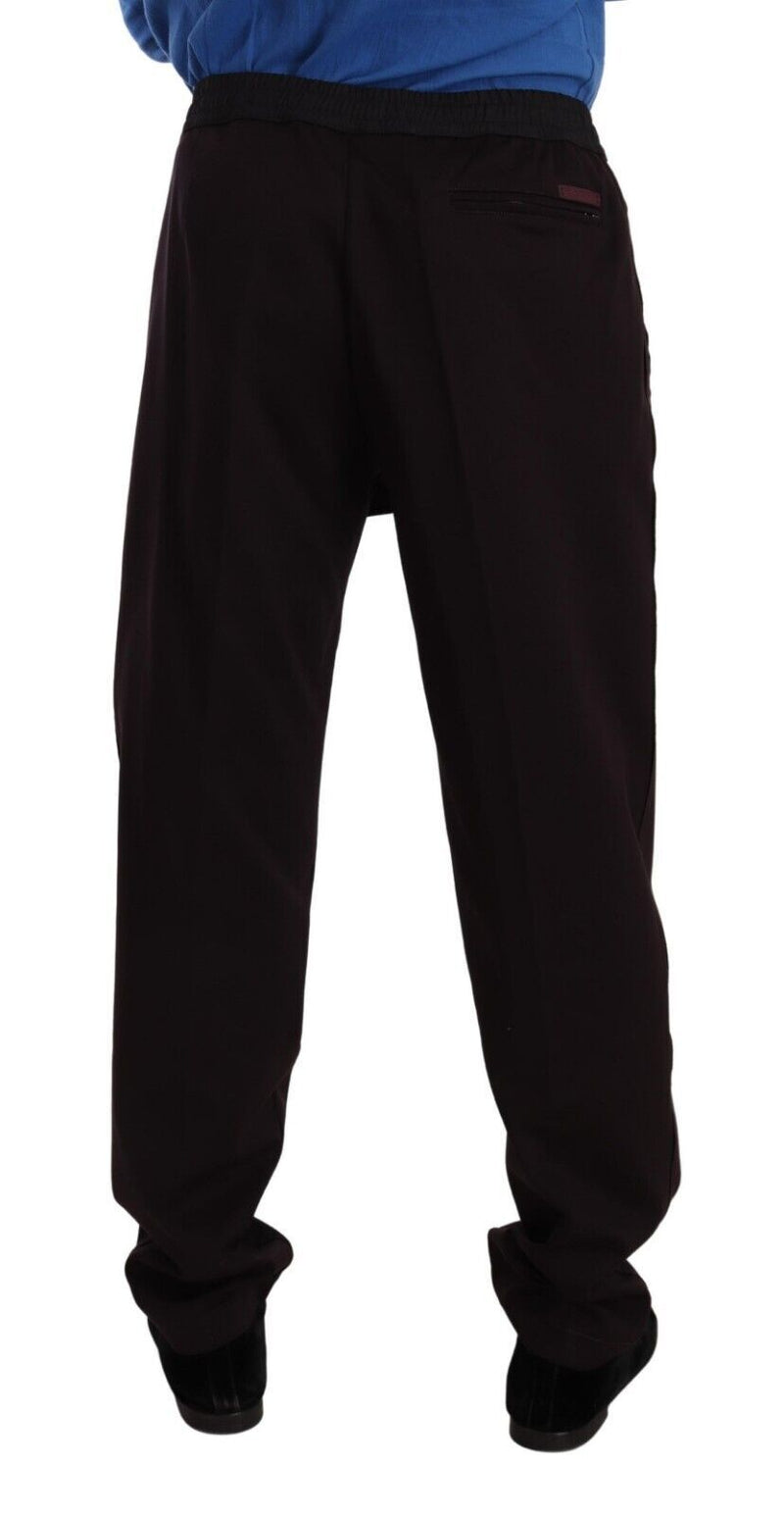 Elegant Burgundy Cotton Joggers Dolce & Gabbana