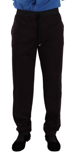 Elegant Burgundy Cotton Joggers Dolce & Gabbana