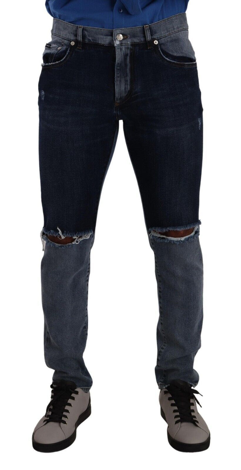 Chic Slim Fit Tattered Denim Dolce & Gabbana