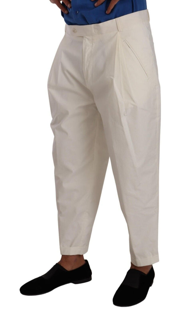 Elegant White Cotton Stretch Dress Pants Dolce & Gabbana