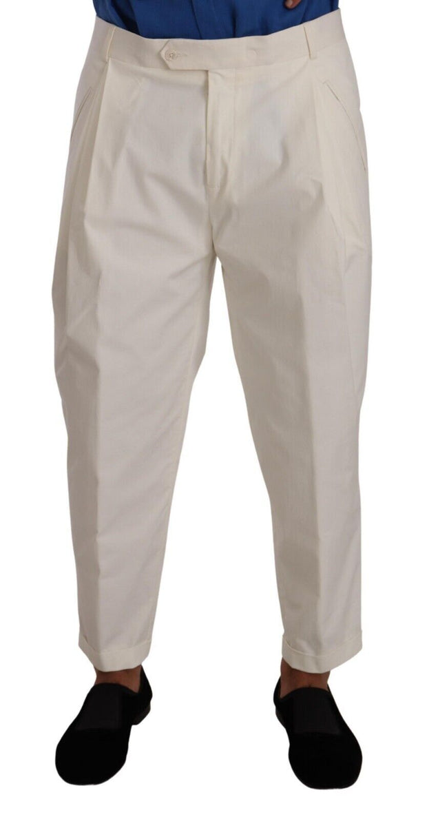 Elegant White Cotton Stretch Dress Pants Dolce & Gabbana