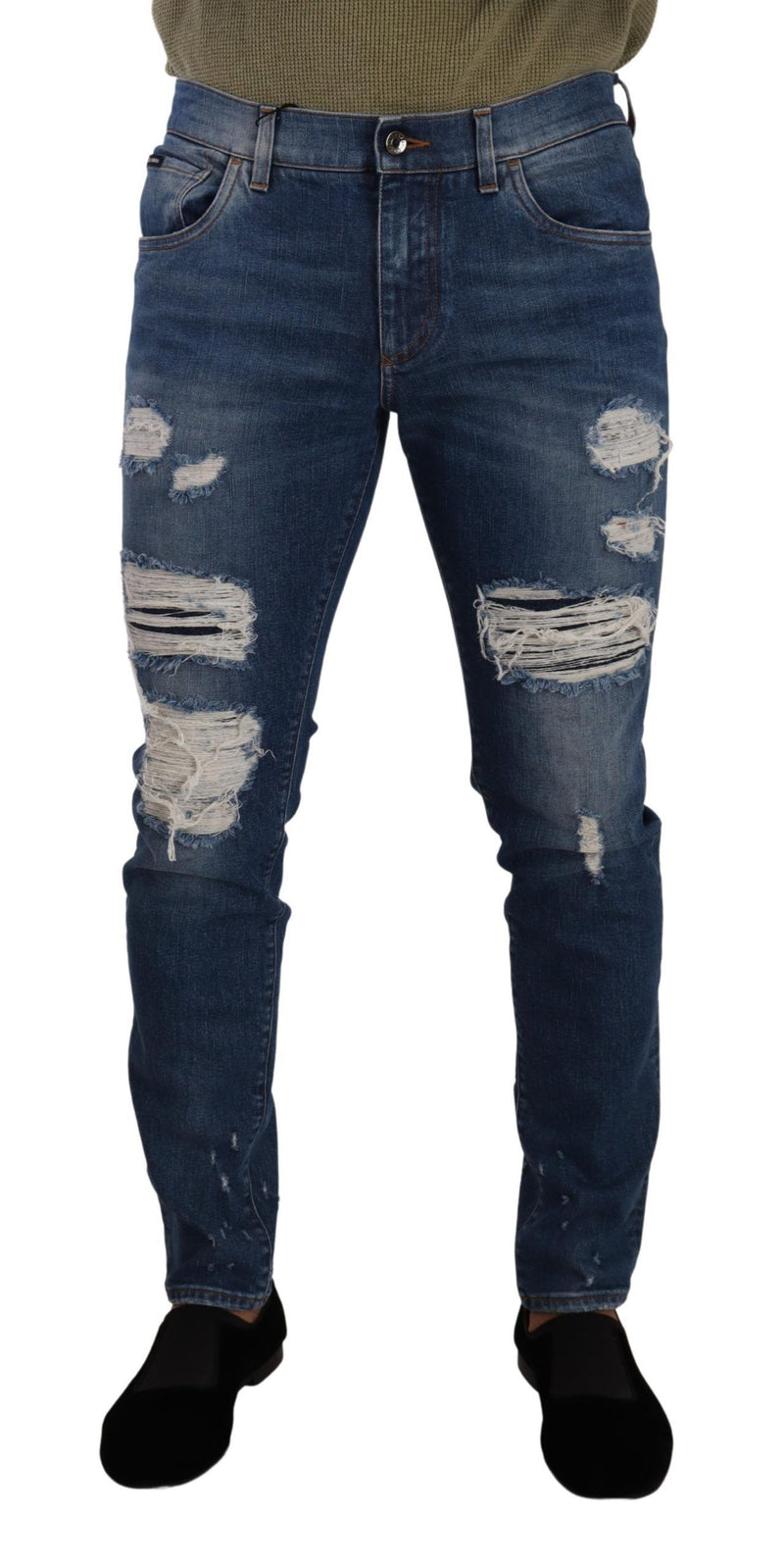 Elegant Distressed Slim Fit Denim Jeans Dolce & Gabbana