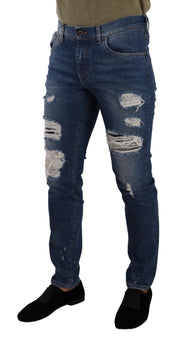 Elegant Distressed Slim Fit Denim Jeans Dolce & Gabbana