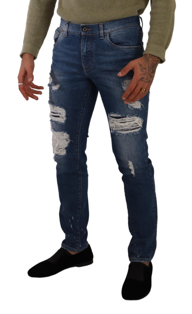 Elegant Distressed Slim Fit Denim Jeans Dolce & Gabbana