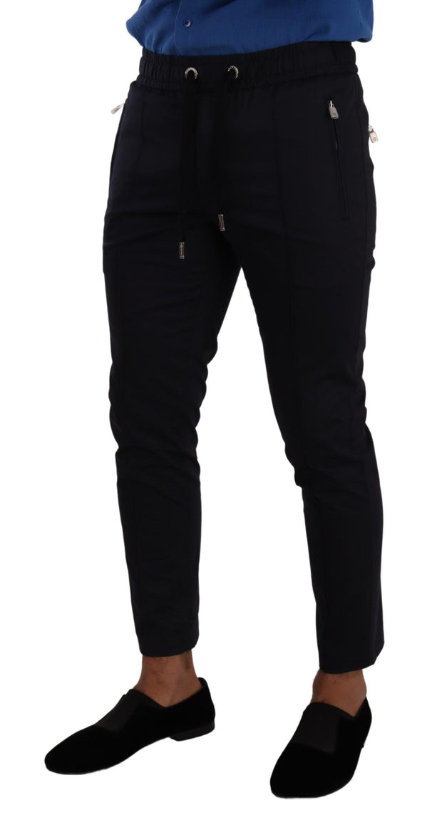 Elegant Dark Blue Skinny Jogging Pants Dolce & Gabbana