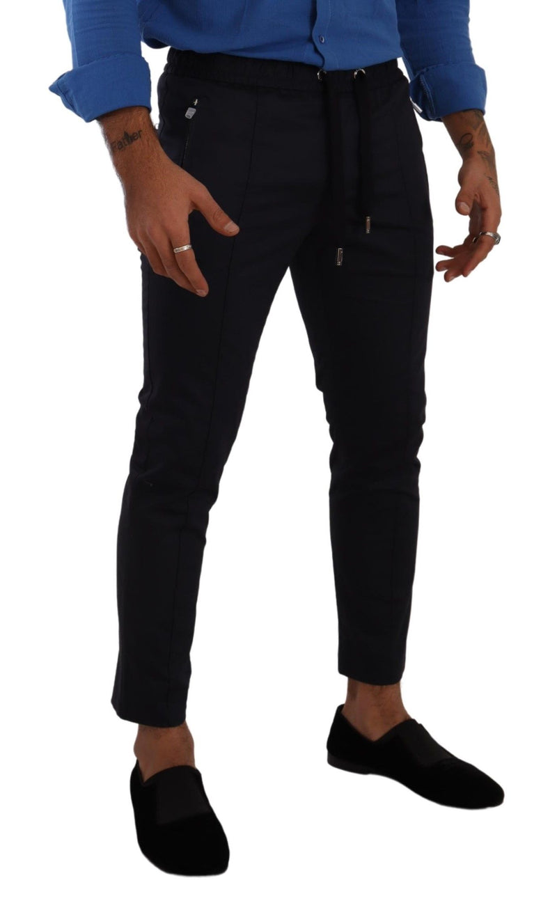 Elegant Dark Blue Skinny Jogging Pants Dolce & Gabbana