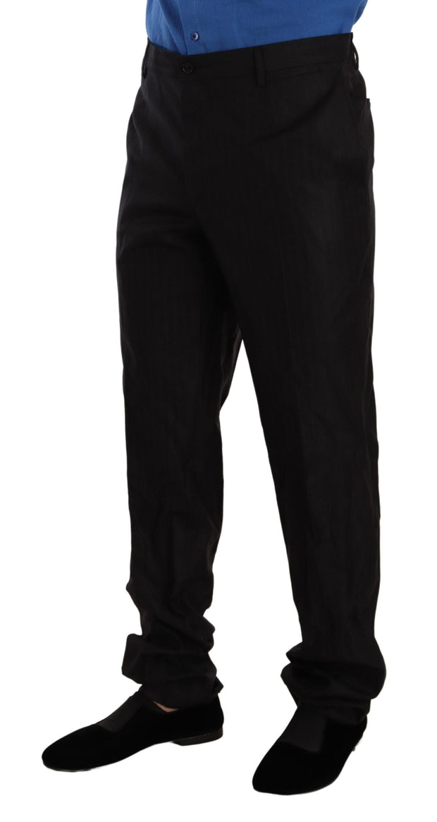 Elegant Striped Wool-Silk Dress Pants Dolce & Gabbana