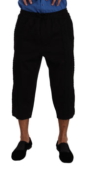 Elegant Black Cotton Blend Cropped Pants Dolce & Gabbana