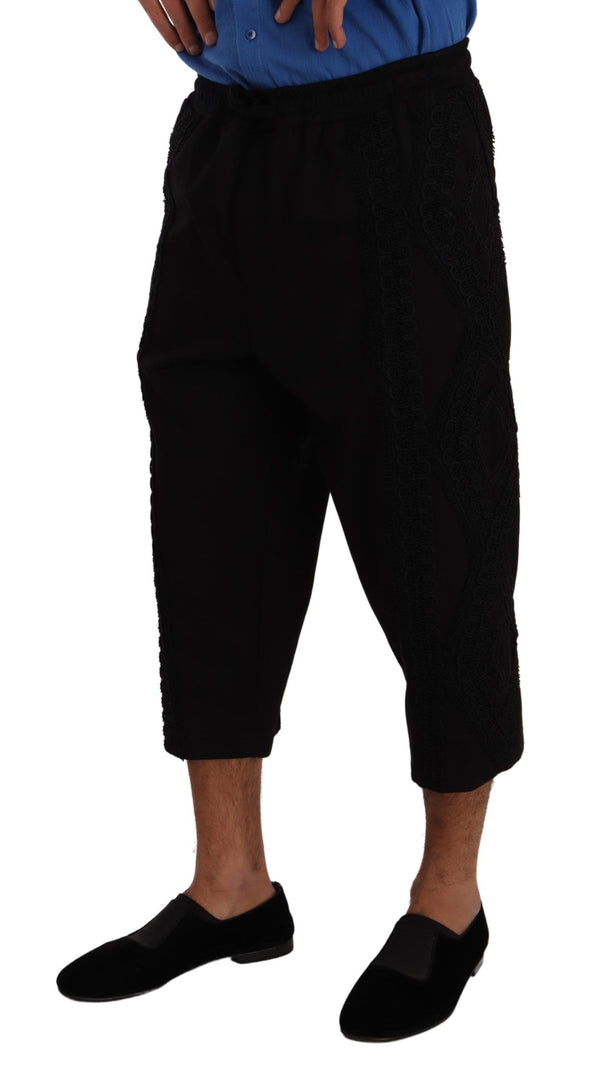 Elegant Black Cotton Blend Cropped Pants Dolce & Gabbana