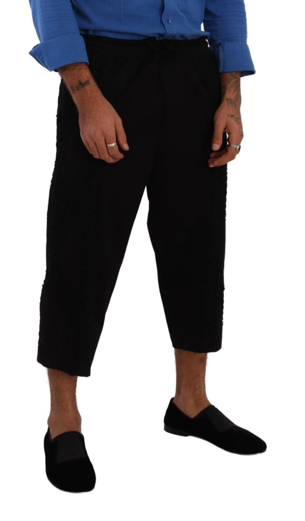 Elegant Black Cotton Blend Cropped Pants Dolce & Gabbana