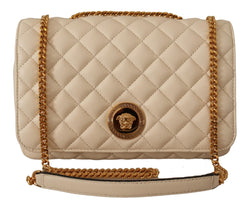 Elegant White Nappa Leather Shoulder Bag Versace