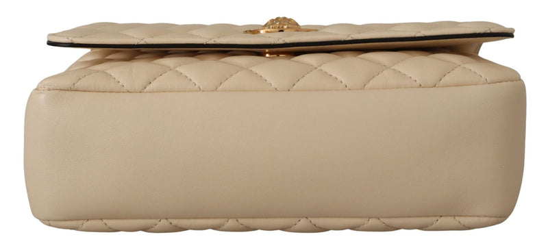 Elegant White Nappa Leather Shoulder Bag Versace